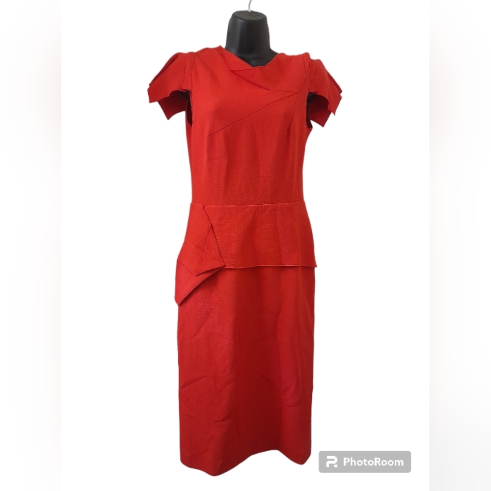 Roland Mouret Red Midi Dress